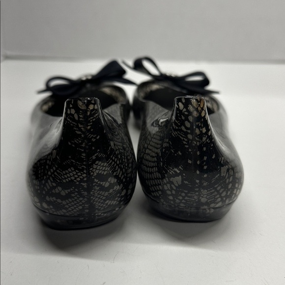 Melissa Mel Pop II Jelly Ballet Flats Shoes Slip On Lace Bow Black Womens Size 7 - Picture 5 of 10